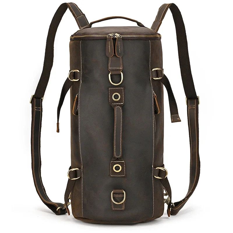 Retro Style Leather Backpack Travel Bag Men Male Backpack Daypack Genuine Leather Travel Bags Motorcycle Backpack Male Handbag