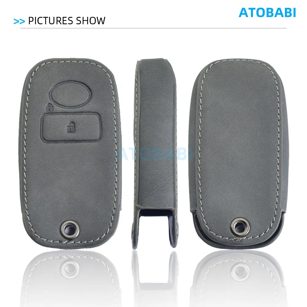 Graue Leder-Autoschlüsselhülle für Toyota 2023 2024, Raize Veloz Avanza, Tank, Gummi, Daihatsu Tanto, Subaru, Fernbedienung, Schutzhülle – Detail 2