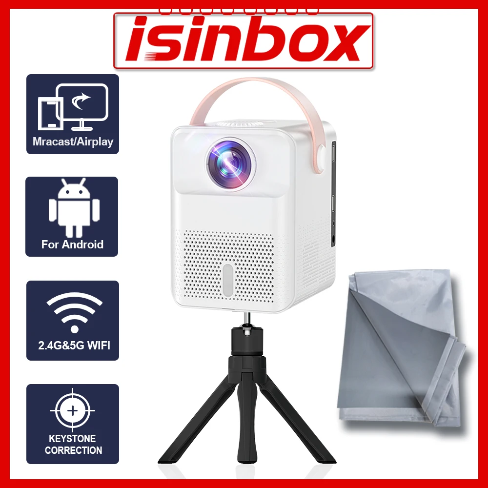 

ISINBOX X8 Mini Portable Projector Home Theater Cinema 1280*720 1080P Video Projector Smart Android WiFi LED Beamer Projector