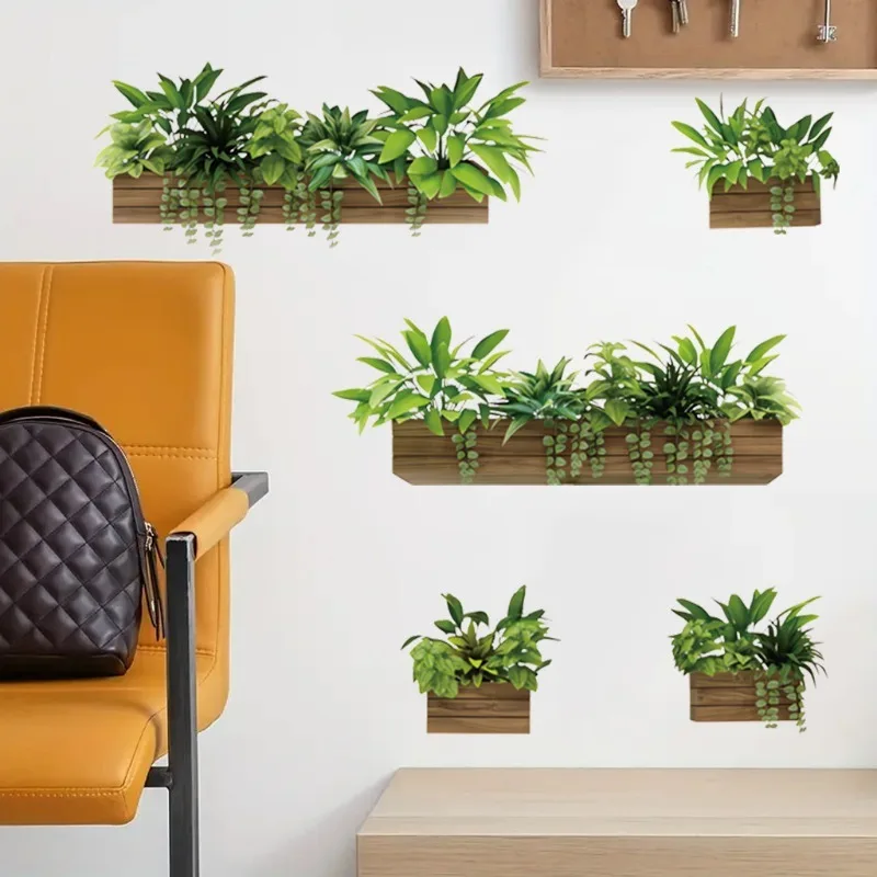 Abnehmbare 3D-Blumentopfregal-Wandaufkleber Selbstklebende Vinyl-Dekorationen für Wohnzimmer Schlafzimmer Büro Zuhause ​