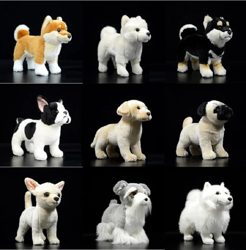 Brinquedo de pelúcia em formato de cachorro, Bulldog, Shiba, Labrador, Husky, Pug, Chihuahua, Samoyed, Schnauzer, boneca de pelúcia macia, presente de aniversário, 1 unidade.