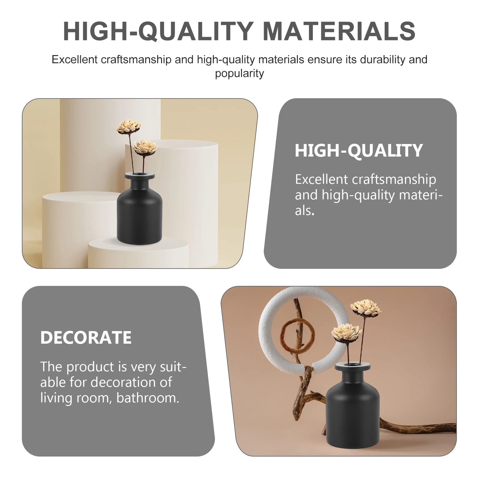 

2 Pcs Home Air Fresheners Glass Aroma Bottles Scent Diffuser Black Aromatherapy Essential Oil
