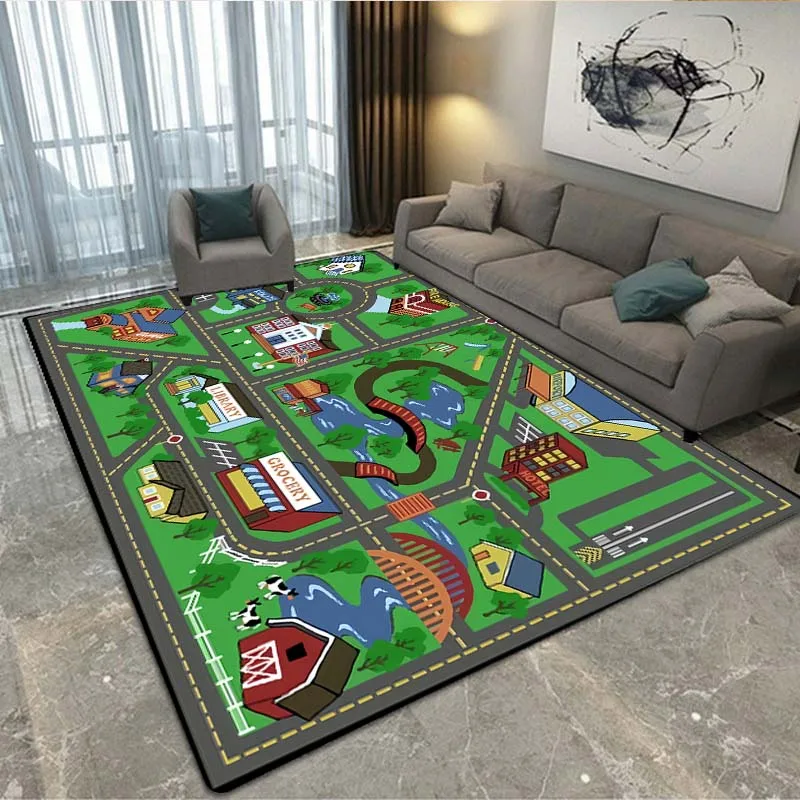 Children's Play Crawl Mat Road Traffic Route Map Traffics Sign Mats Carpet Living Room Sofa Coffee Floor Mats Home Decoration