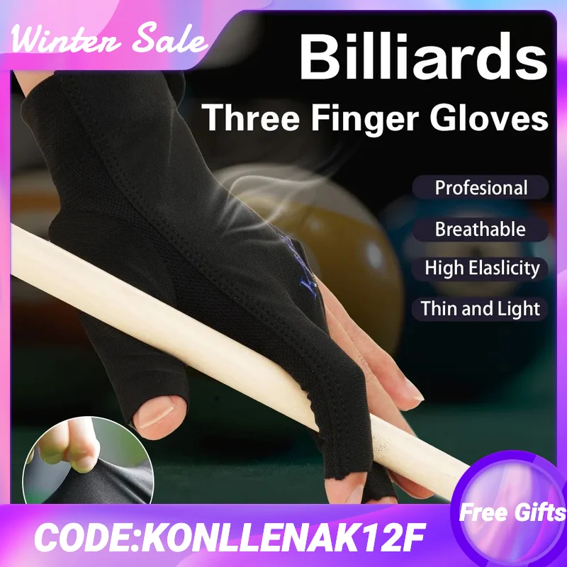 KONLLEN new Pool Glove Fingerless Gloves Left Hand Gloves Snooker Gloves Pool Cue/Carom Gloves Durable Billiards Accessories