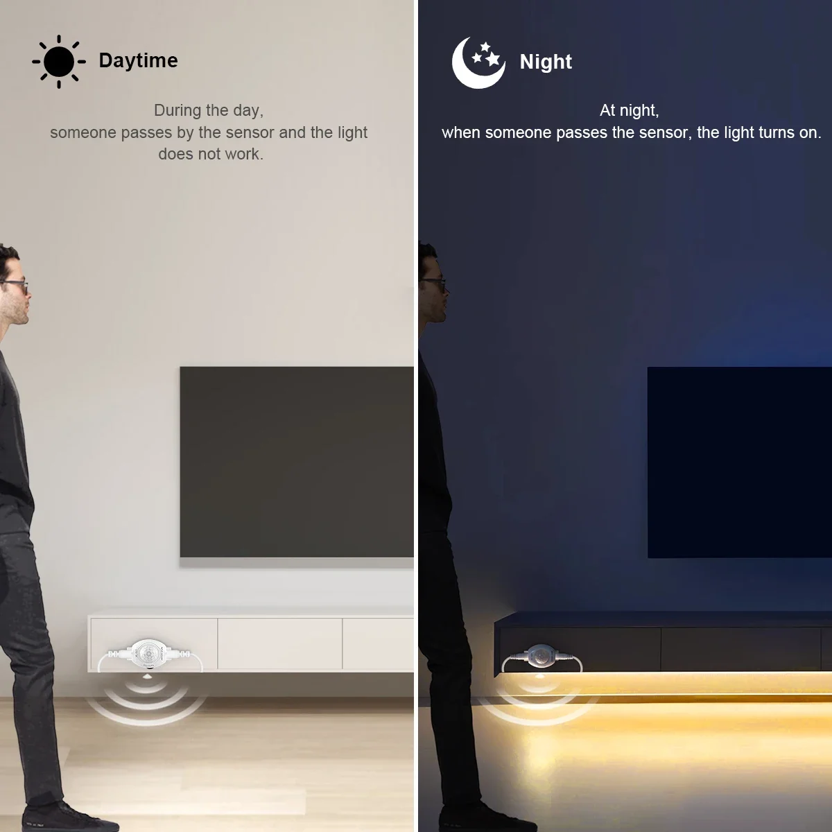 5V USB LED Strip Wireless PIR Human Motion Sensor LED Night Light Waterproof Kitchen Cabinet Stairs Wardrobe Lamp Tape Decor