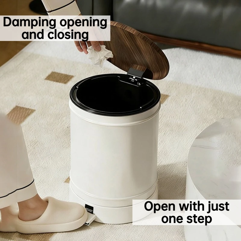 Foot Operated Trash Can Retro Flip-top Waste Bins Kitchen Double Bucket Odor Proof Litter Bin Minimalist Living Room Wastebasket