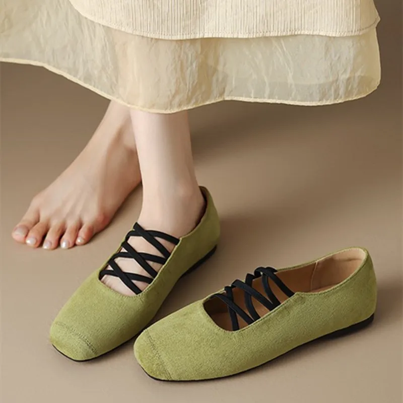 DIMANYU Ballet Flats Women 2026 New Autumn Women Flat Mary Jane Shoes Large Size Lace-Up Shoes For Women