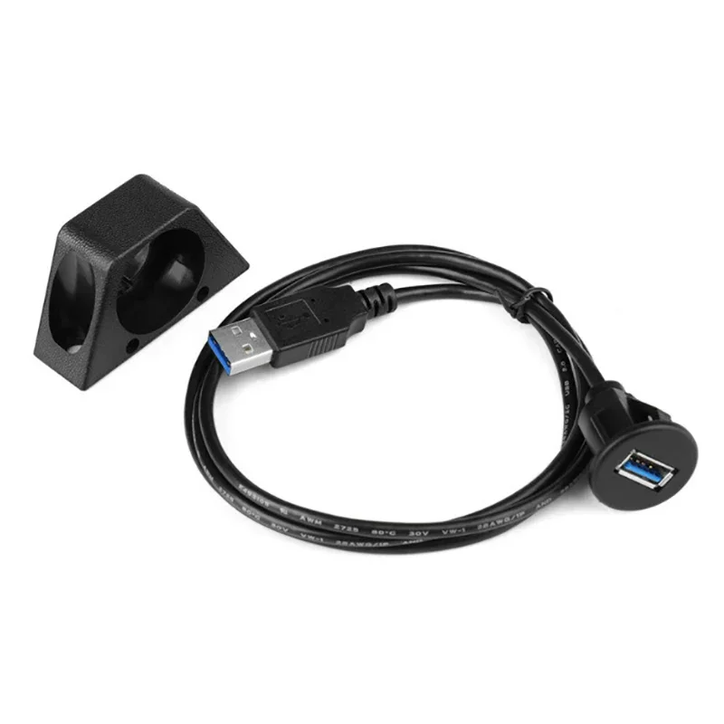 Small Hole USB 2.0 3.0 Male to Female Flush Panel Mount Extension Cable with Buckle for Car Truck
