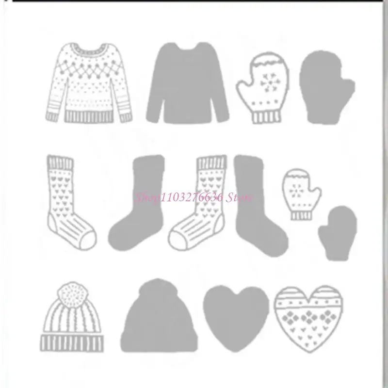 R6FD Scrapbooking Essential Christmas Themed Metal Cutting Die and Silicone Stamp for Handmade Crafting Fun