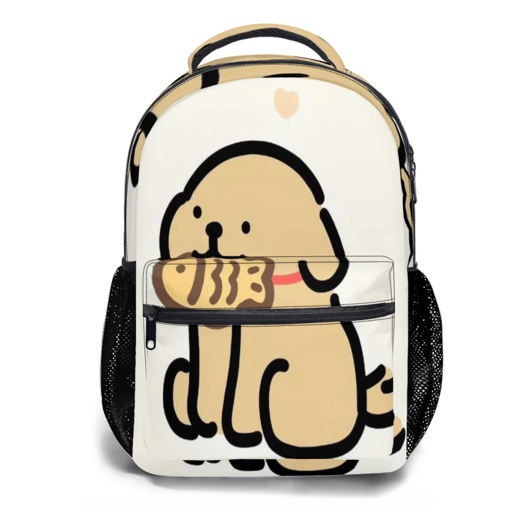 Cão bonito dos desenhos animados mochila versátil, grande capacidade, impermeável, lavável computador saco, unisex