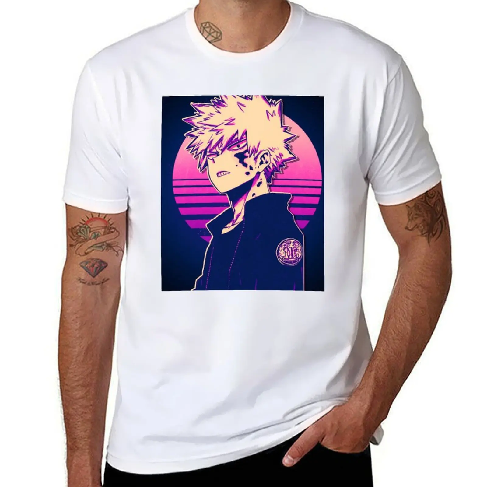 

Katsuki Bakugo 80s Vaporwave T-Shirt anime t shirts oversize t shirts for man cotton soft T-Shirt