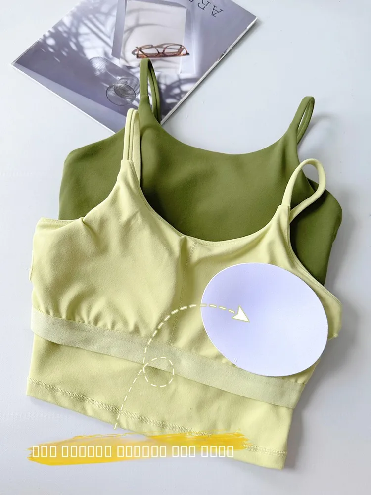 Sujetador deportivo de Yoga para mujer, camiseta sin mangas, chaleco deportivo cómodo y transpirable con almohadilla para el pecho, ropa para exteriores, ort Sle High Elastici