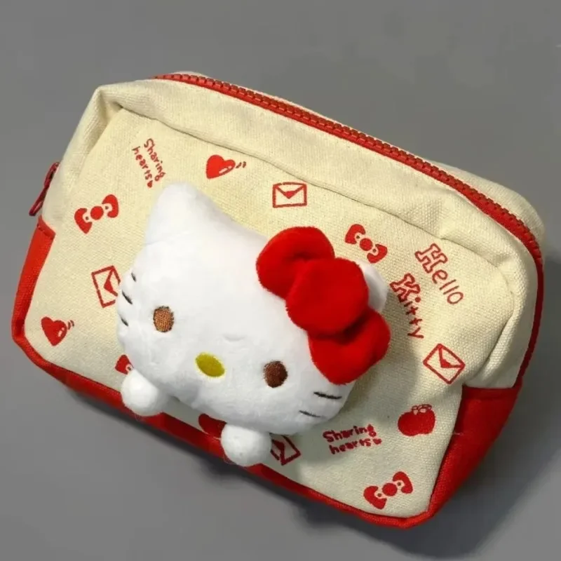 

Sanrio Hello Kitty Pencil Pouch Plush Doll Pen Case Cute Kt Cat Cosmetic Bag Girls Student Supplies Stationery Gifts