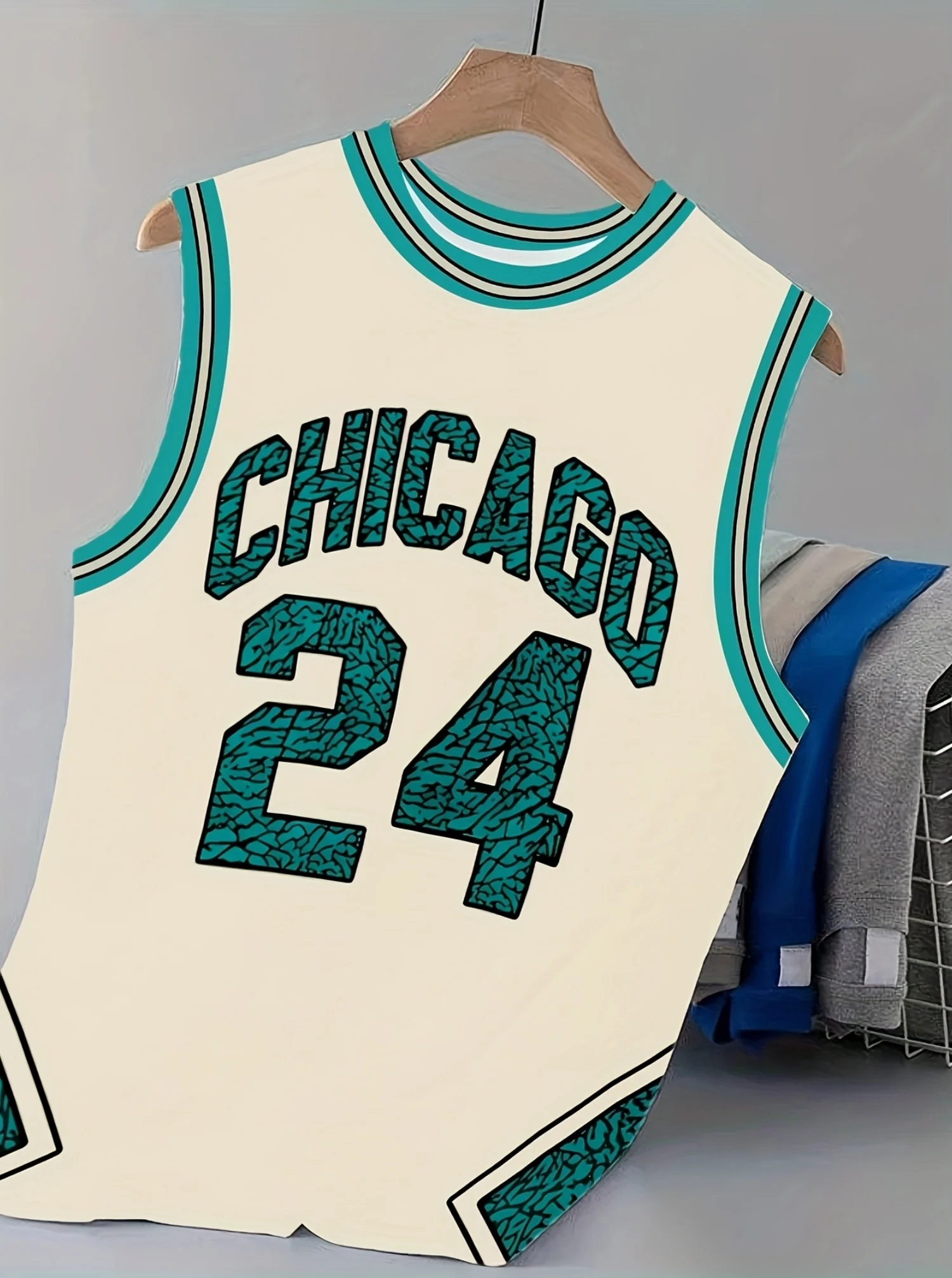 2026 Sommer Herren CHICAGO NO.24 Grafik-Tanktop Ärmelloses Basketball-Trikot Weste Herren Rundhals Sport-Gym-Weste Herrenbekleidung – Detail 5