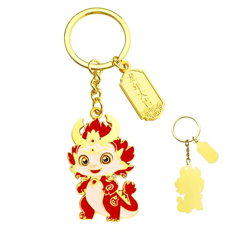 Year Of Dragon Key Ring Chinese 2024 Year Of Dragon Keychains Cute Feng Shui Keyring Zodiac Gift Creative New Year Gift Animal