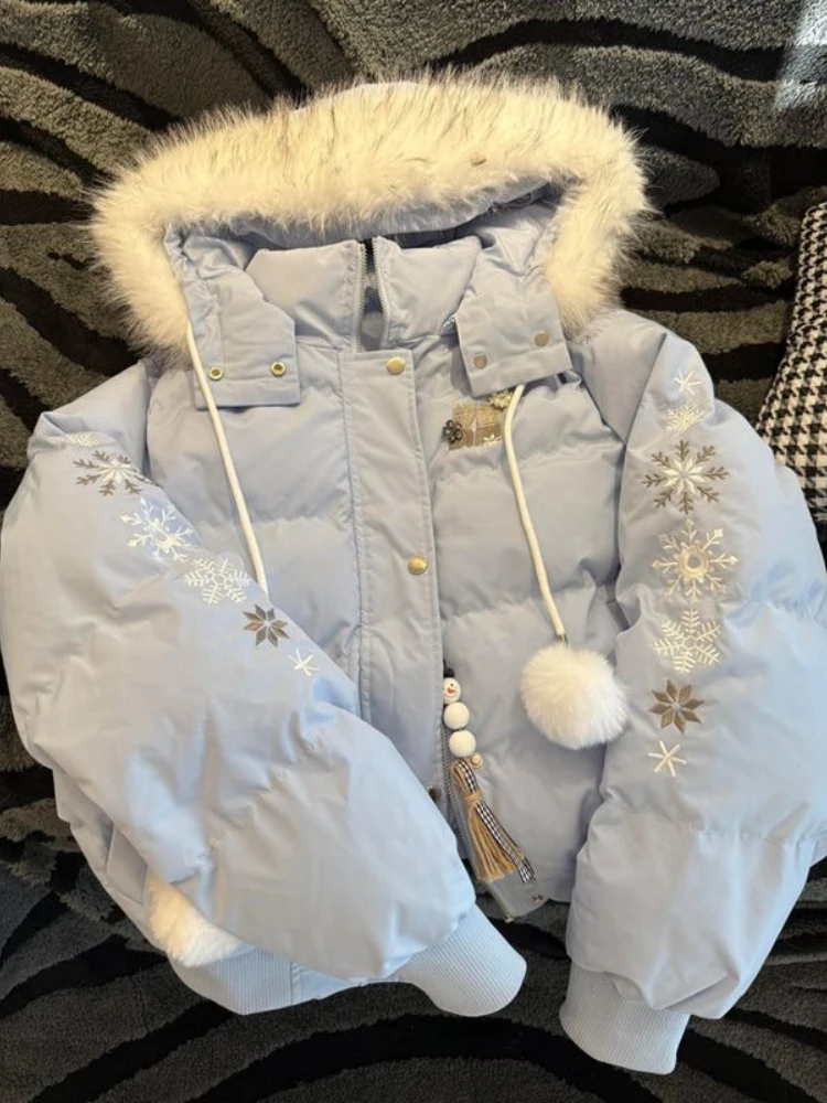 Lovely Fur Collar Warm Thicked Parkas Japanese Preppy Style Elegant Slim Coat Minority Exquisite Vintage Literary