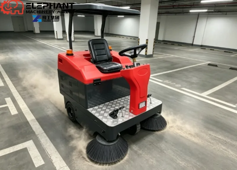 Ride‑on Battery Floor Sweeper Easy Operation Durable Body For Construction Site Sand And Residue Cleaning