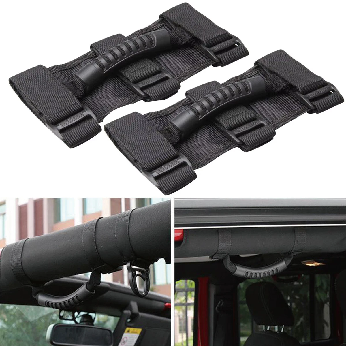 2 x Roll Bar Grab Handles Grip Handle for Jeep Wrangler CJ YJ TJ JK JL & Gladiator JT 1987-2023, Interior Accessories