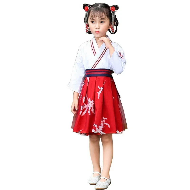 Hanfu Ancient Chinese Traditional Costume Girls Stage Dance Performance Dress Woman Folk Fairy Outfits Tangsuit For Kids 12260