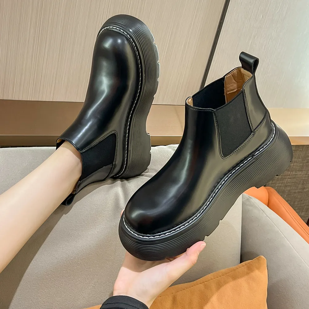 FEDONAS Popular Thick Platforms Women Ankle Boots Genuine Leather Round Toe Casual Working Short Boots Autumn Winter Shoes Woman