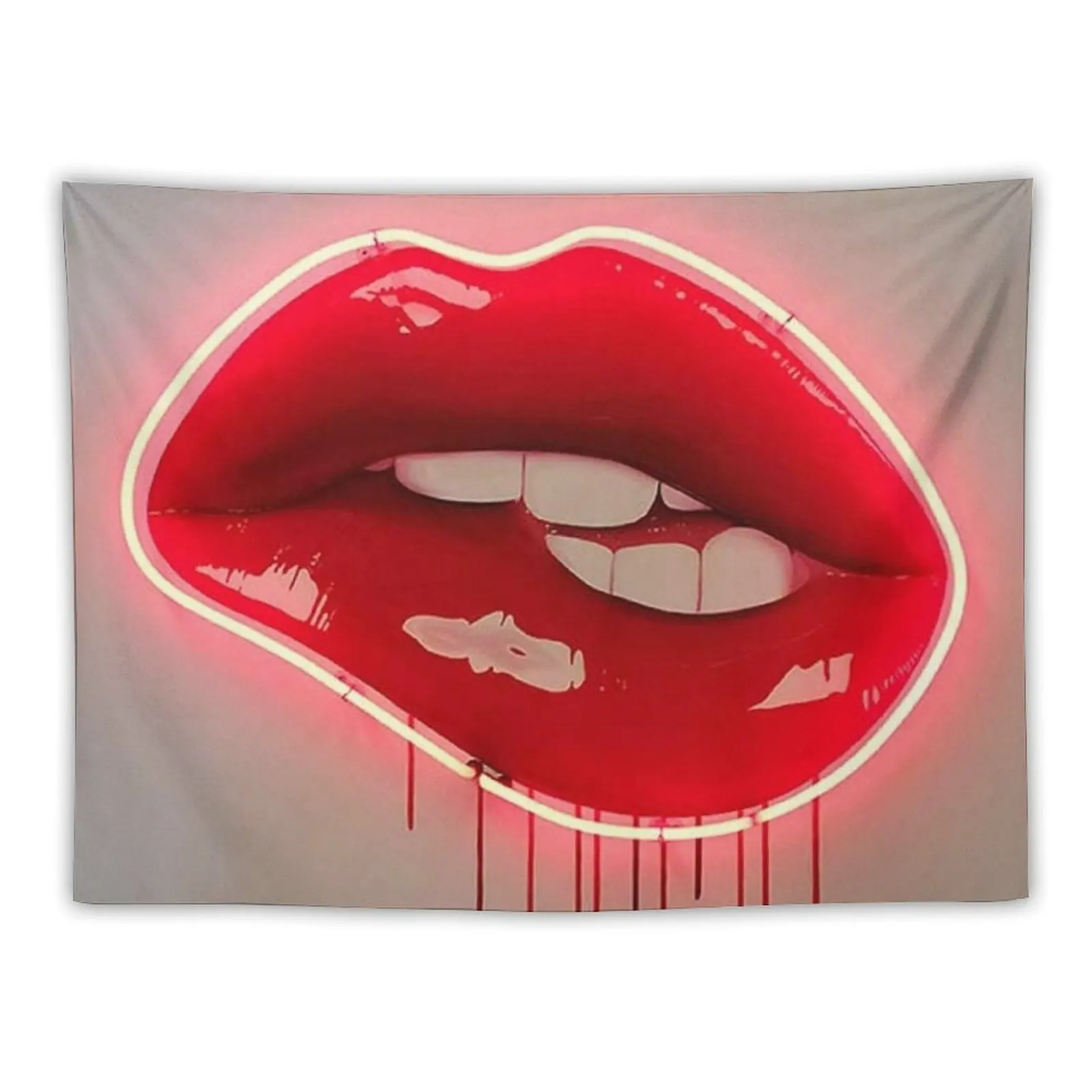 Neon Lip Biting Tapestry Tapestry Decoration Aesthetic Mushroom Custom Home Decor Aesthetic Tapestry