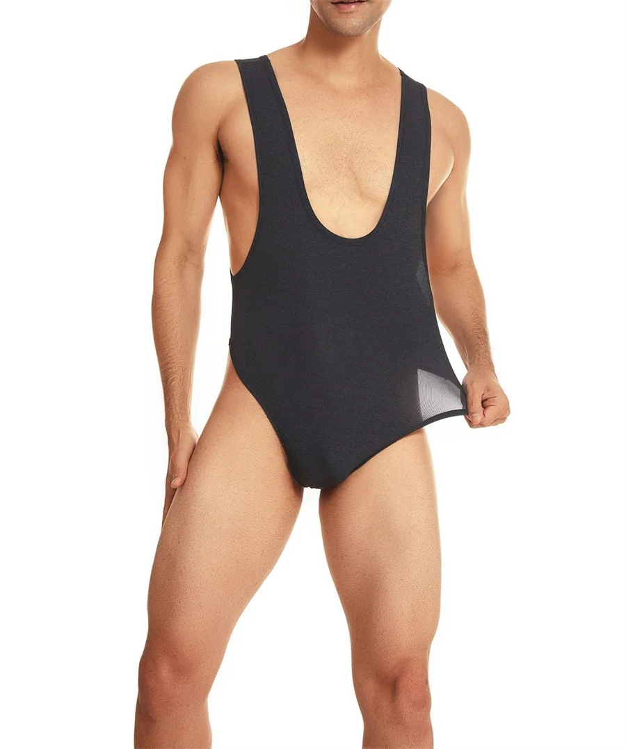 Sexy Men's Undershirts Leotard Backless T-back Bodysuit Breathable Solid Compression Jumpsuits New Style Men One-piece Underwear
