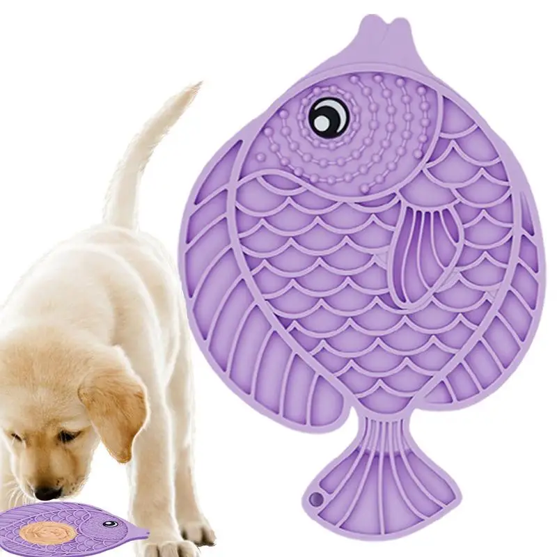 Silicone Food Mat para Pet, Slow Feeder, Fish-shaped, Eating, Puppy Enrichment Toys, Sucção Cup, Safe Dog Treat, Dog Lick