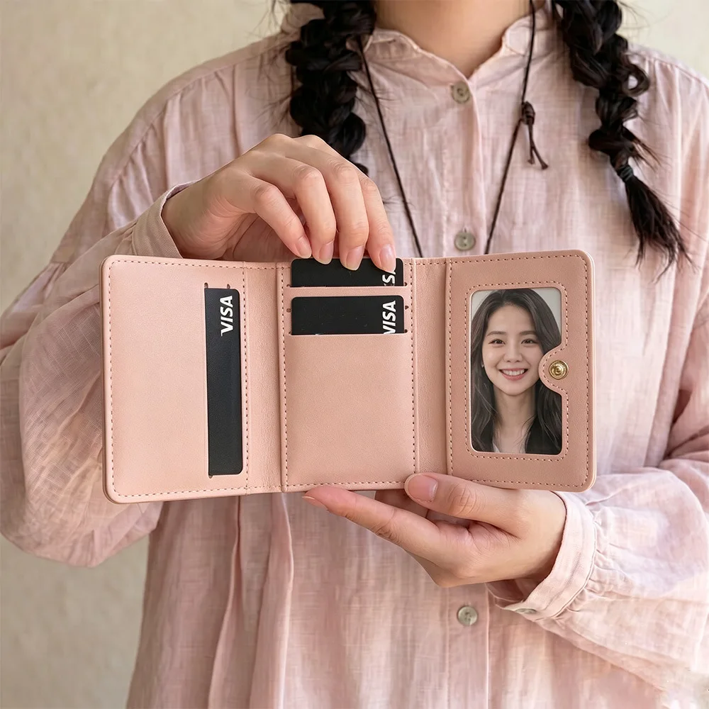 Cute Cartoon Animal Print Short Wallet for Girls PU Leather Card Holder Women Small Coin Purse Bifold Clutch Money Bag