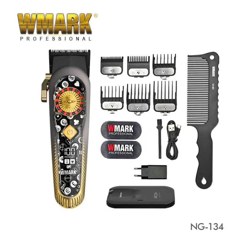 NEW WMARK NG-134 Wireless Charging Hair Clipper High Speed Professional Type-C Rechargeable Hair Cutter With Charge Stand