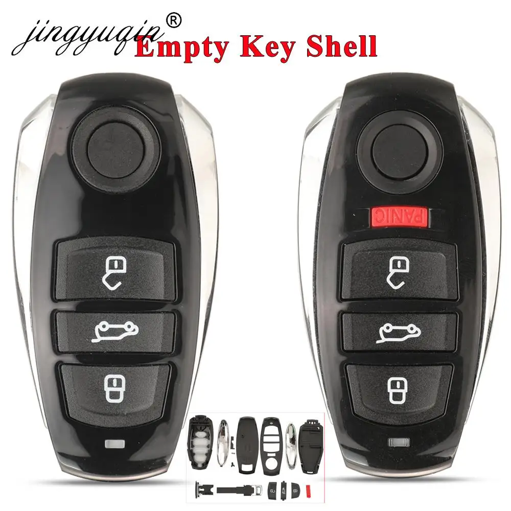 jingyuqin 3/4 Buttons Remote Car Key Shell For VW Volkswagen Touareg 2010-2018 Smart Auto Key Case Fob Body Housing Replacement