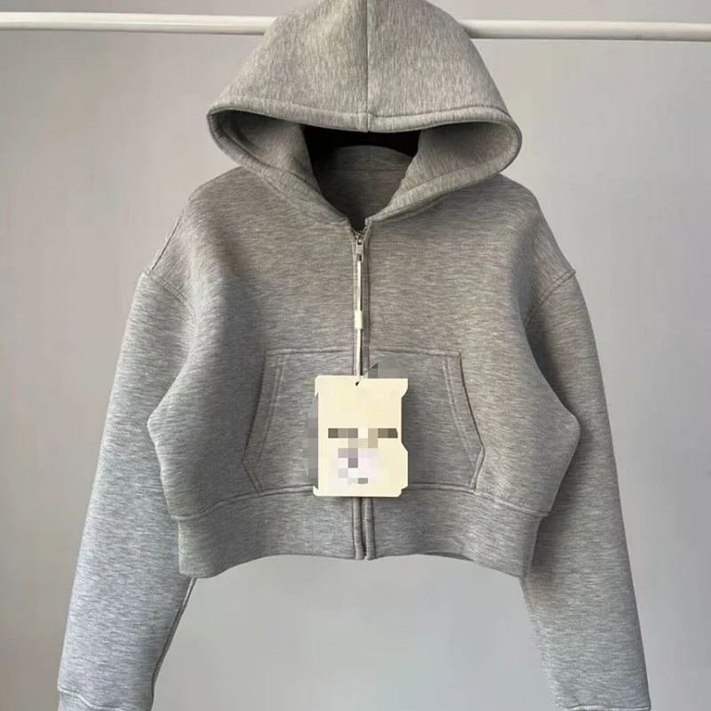 

New Women's 2025 Solid Color Spring Autumn Coat Short Female Casual Loose Joker Jacket Fashion Ladies College Hooded Overwear