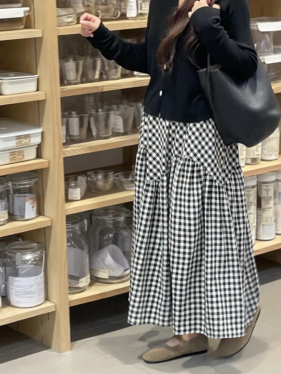 

Laid-ba Plaid A-line Skirt Asymmetrical Splicing Casual Korean Sle Spring Faion plus Size Women's Skirts