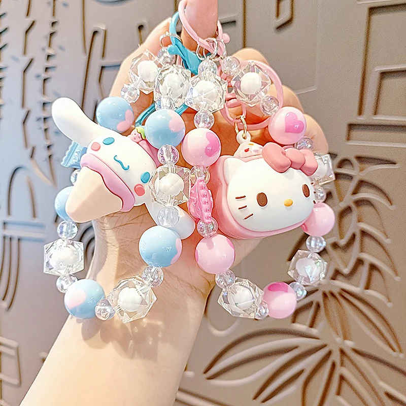 Sanrio Hello Kitty Phone Pendant Anime Cartoon Kitty Multiple Styles Beaded Phone Case Chain Keychain Backpack Accessories Gift