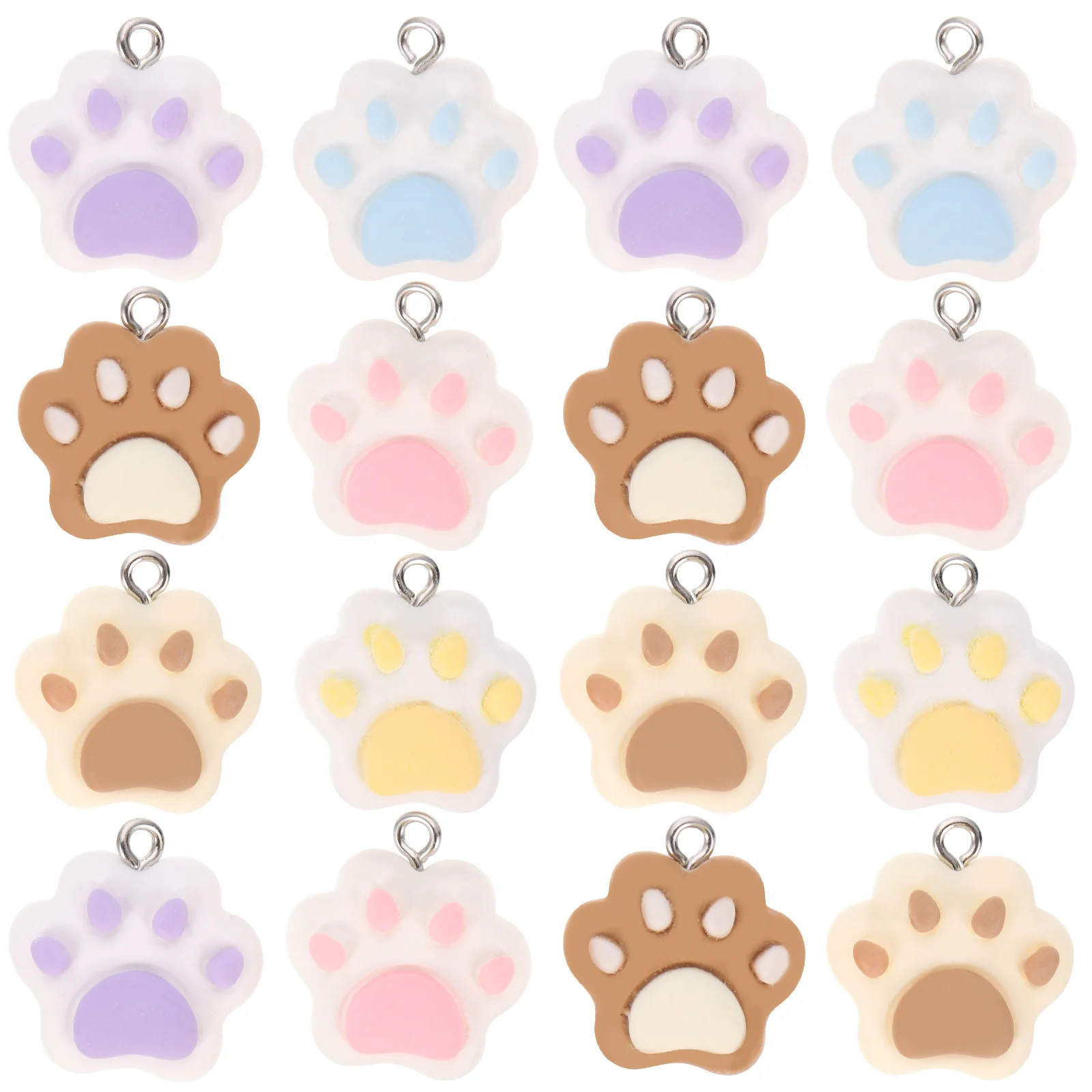 

18 Pcs Resin Accessories Lightweight Charms Cute Pendant Keychain Making Flatback Paw Print Necklace DIY Jewelry