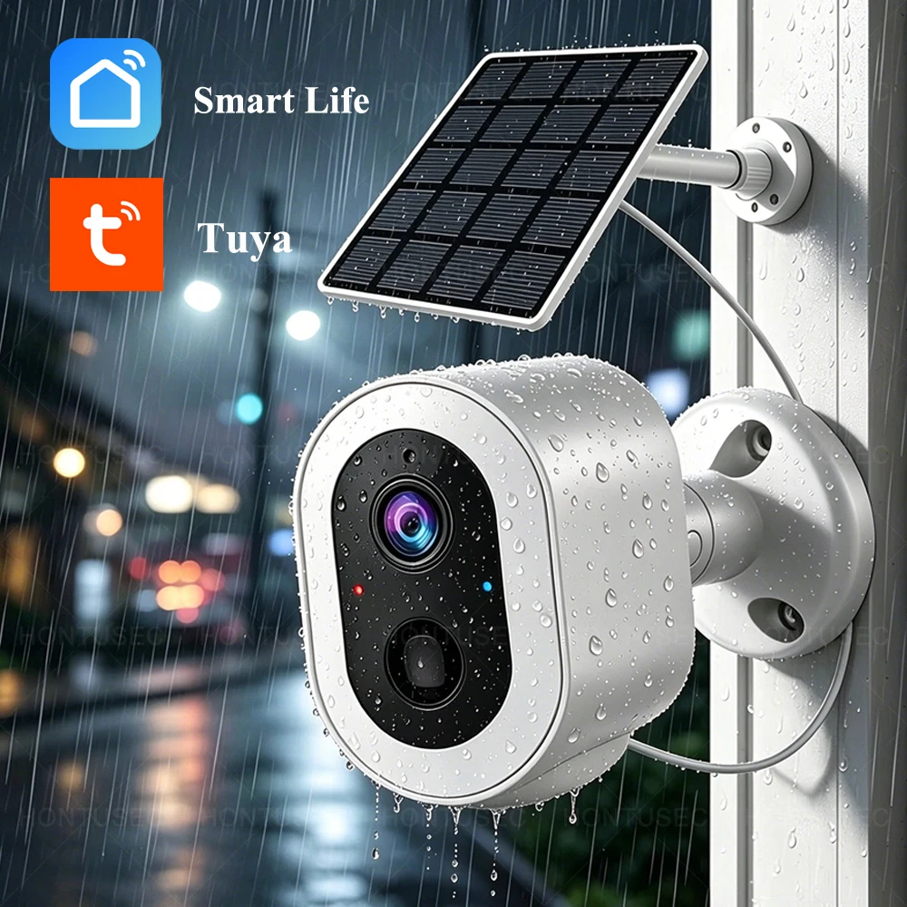 Tuya SmartLife Solar WiFi Camera 3MP CCTV Full Color Night Vision Low Power Battery Two Way Audio Security Surveillance Camera
