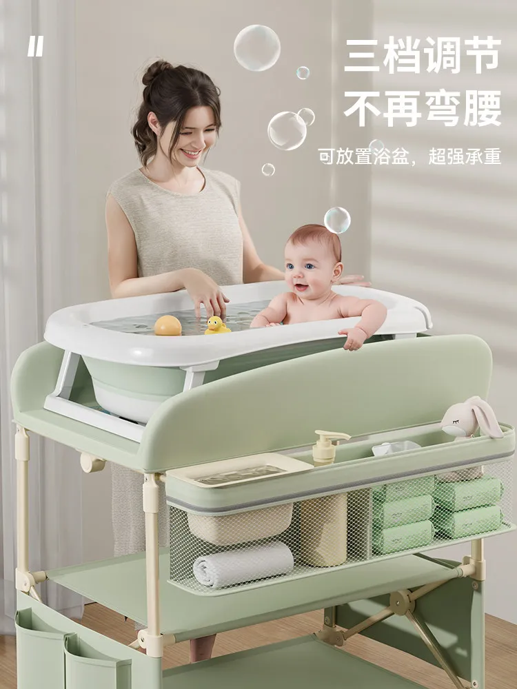 Diaper Table Baby Care Table Baby Bath Table, Diaper Changing Removable Folding Crib