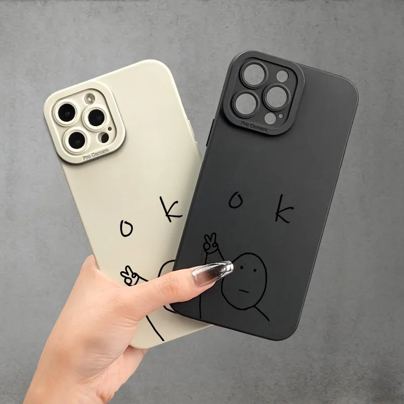 حافظة هاتف بسيطة من Line Art OK مناسبة لهاتف iPhone 17 16 15 14 13 12 11Pro/ Max/Plus غطاء خلفي مضاد للسقوط والصدمات #6