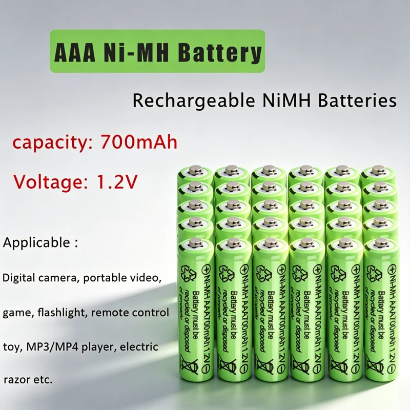 

1.2V AAA 700mAh Rechargeable NiMH Batteries for Electric Remote Control Car Toys RC Use Calculators Remote Controls High-Quality