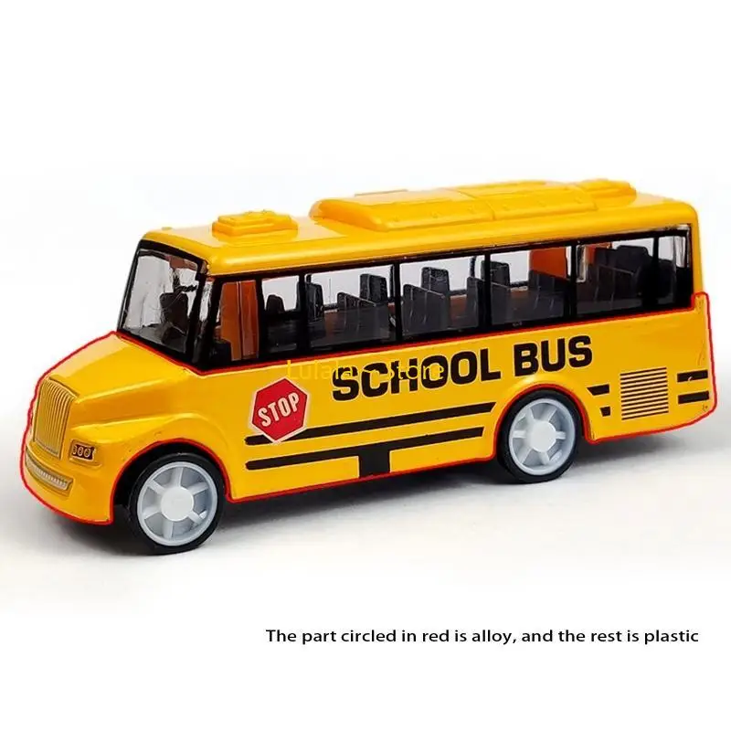 Y4QA simuleert prachtige body model schoolbusspeelgoed met pull-back die cast school buk-actie voor meer dan 3 jaar oude