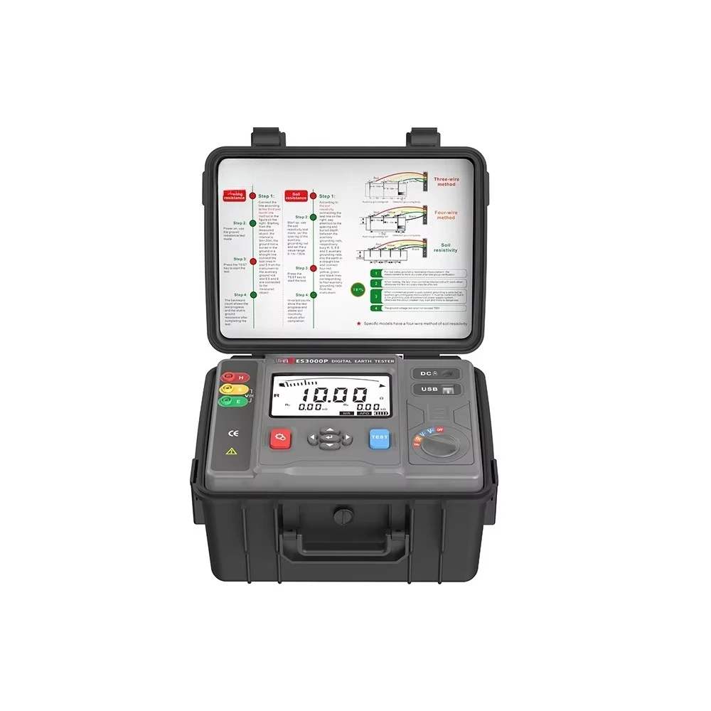 

Upgraded Version ES3000P Earth Resistance Tester Tester with Digistal Display Grid System Ground Resistance Detection