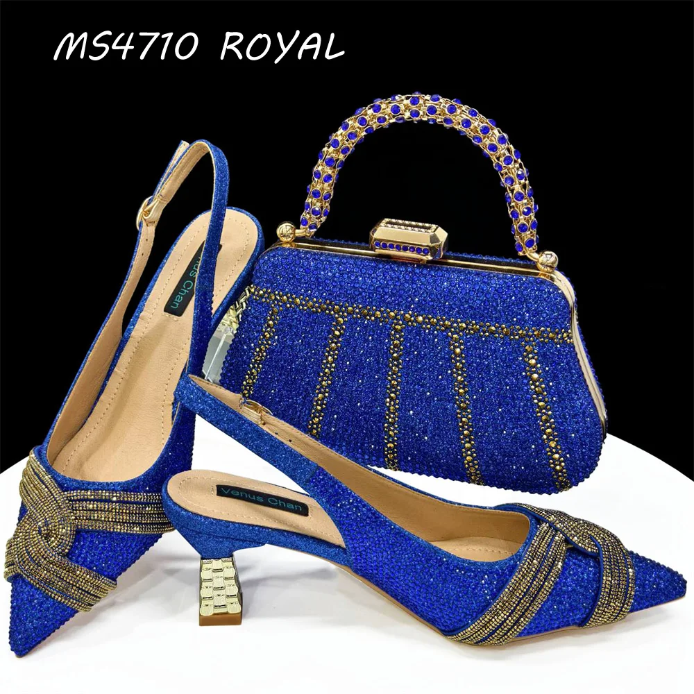 High quality for party matching shoes and bags low heels to match ladies stones slippers bag sets