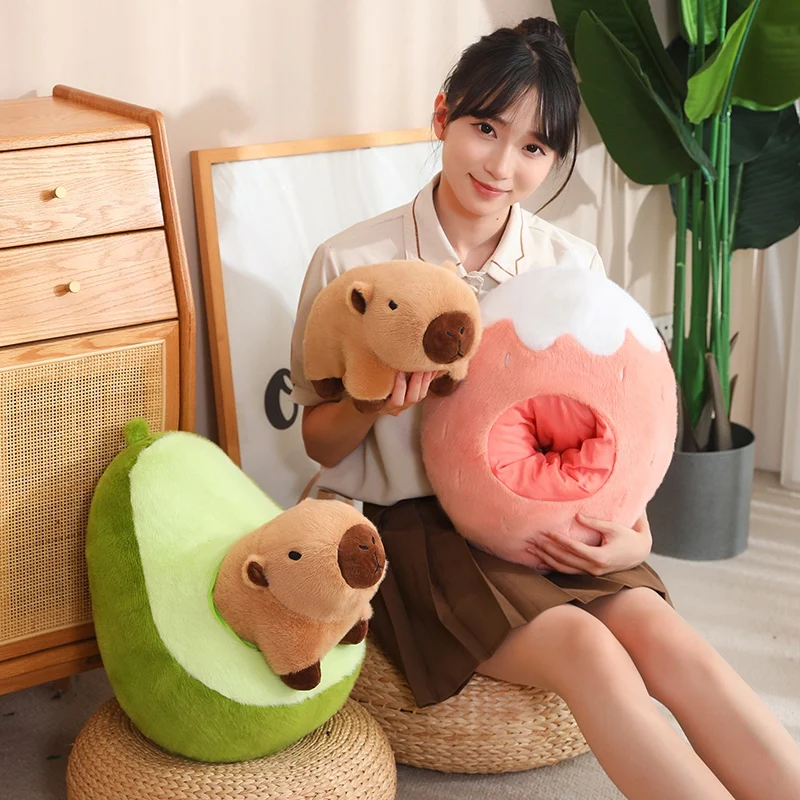 Creative Fruit Kapibala Plush Toy Cute Internet Celebrity Capybara Jun Doll Ugly Doll Guinea Pig Pillow Boys Girls Anime Kawaii