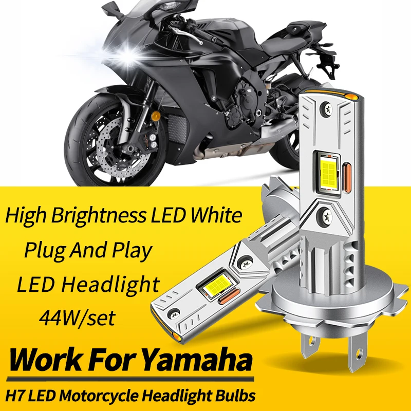 1PC/2PCS H7 Motorcycle LED Headlights Bulbs High Low Beam Canbus For Yamaha YZF R1 2004-2014 R3 2014-2018 Moto Accessories