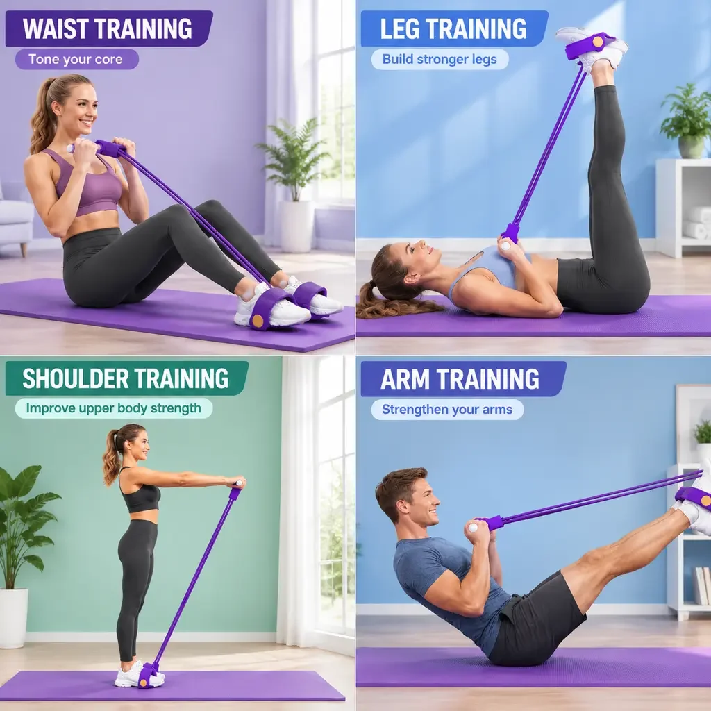 Foot Pedal Resistance Band, Multifunction Pull Rope Exerciser, Portable Home Workout Fitness Equipment for Full Body Training