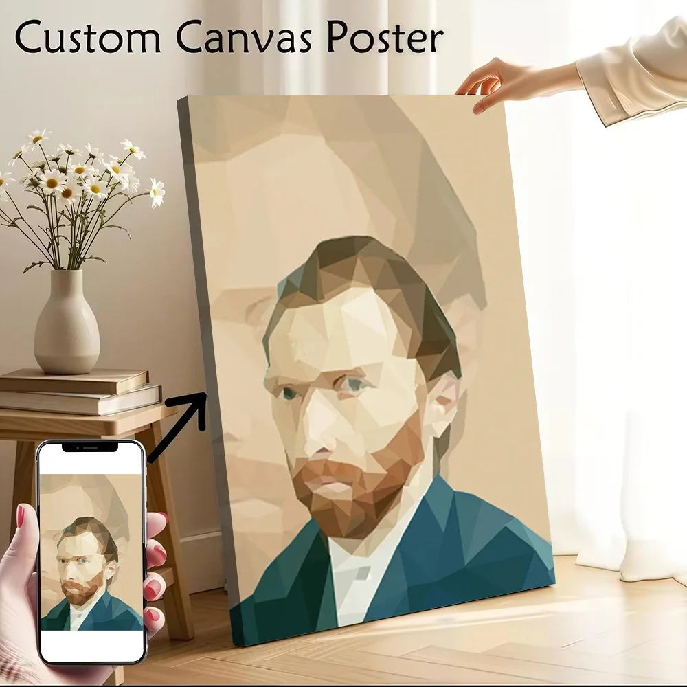 Van Gogh Lowpoly Canvas Wall Arts Poster Customizable Pictures Printing for Room Art of Murals Bedroom Home Decoration Ornaments