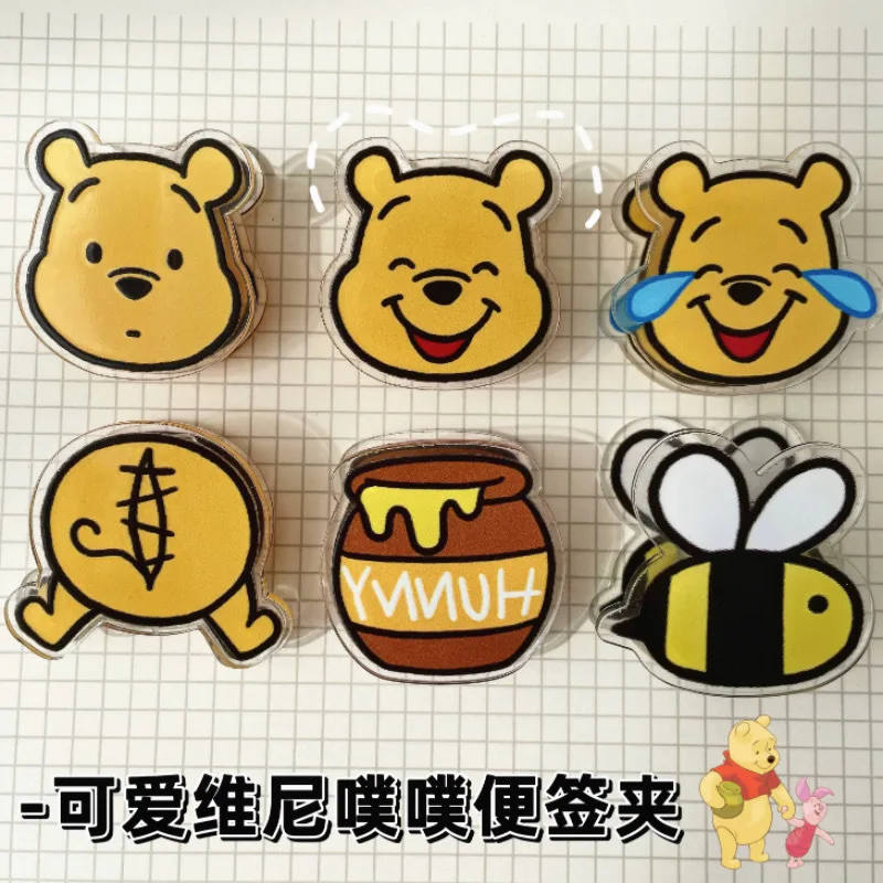 Disney Winnie The Pooh Double Sided Acrylic Note Holder Cute Account Folder Snack Sealing Clip Multifunction Storage Folder