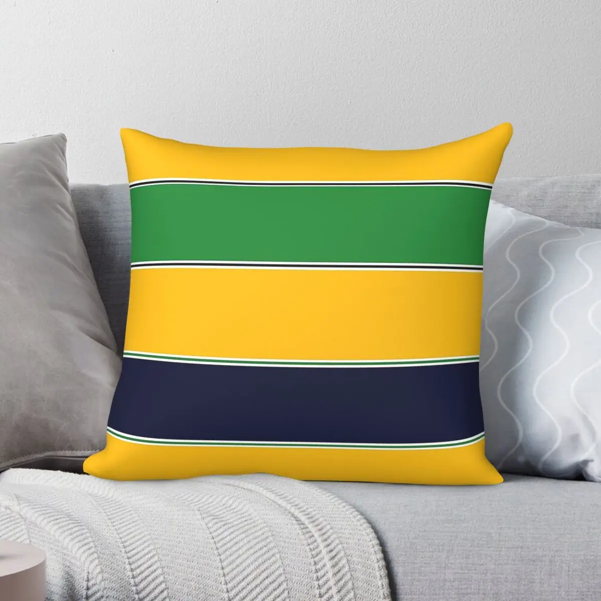 Ayrton Senna Colour Scheme Square Pillowcase Polyester Linen Velvet Printed Zip Decor Car Cushion Cover 18
