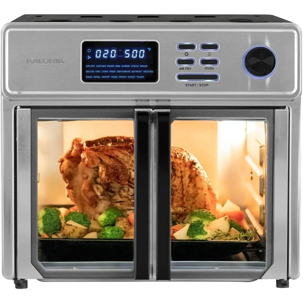 Igital-horno de freidora de aire 10 en 1 de 26 cuartos, accesorios de lujo 15, libro de cocina de tapa dura de 60 recetas, 21 Presets, 1700W