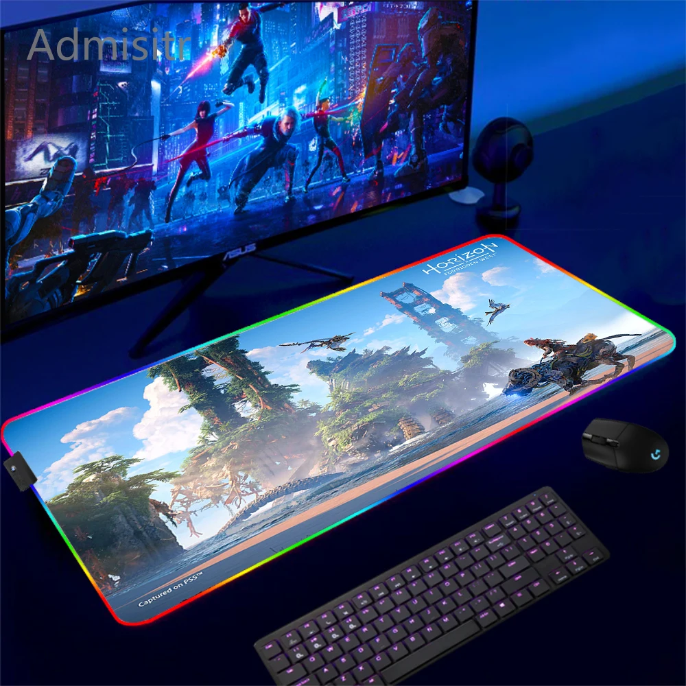 XXL RGB Gaming Colorful Mouse Pads Horizon Zero Dawn Mousepad HD Print Gamer Luminescence Large Desk Mat Computer LED Mouse Mats