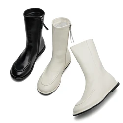 AIYUQI-Bottes Courtes en Cuir group pour Femme, Bottes de oral alier Plates à la Mode, Nouvelle Collection Hiver 2024